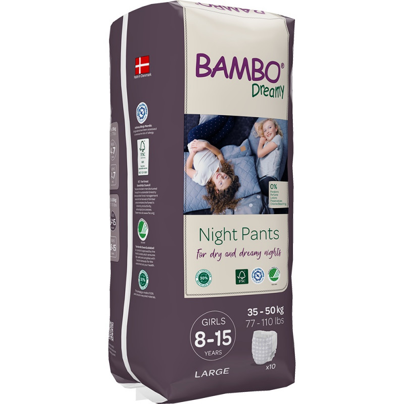 Bambo Dreamy Night Pants Girl 8-15 anos 35-50 kg - 10 unidades